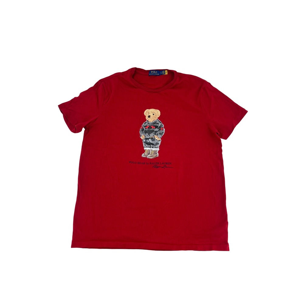 Polo Ralph Lauren T-Shirt Mens Large Red Polo Teddy Bear Graphic Tee
